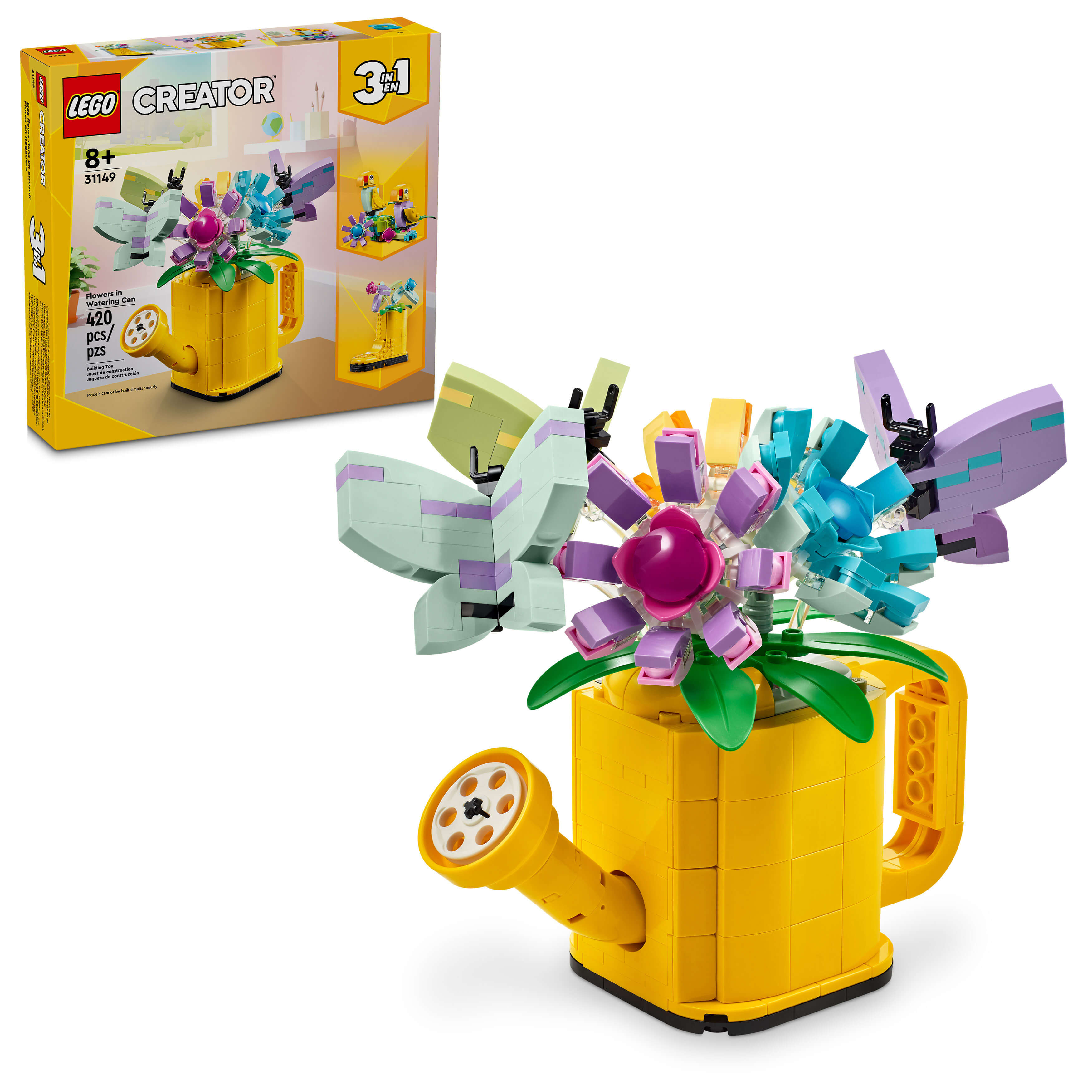 LEGO Creator 3-in-1 Flowers in Watering Can Building Set 420 Pieces - Colorful Garden Fun
