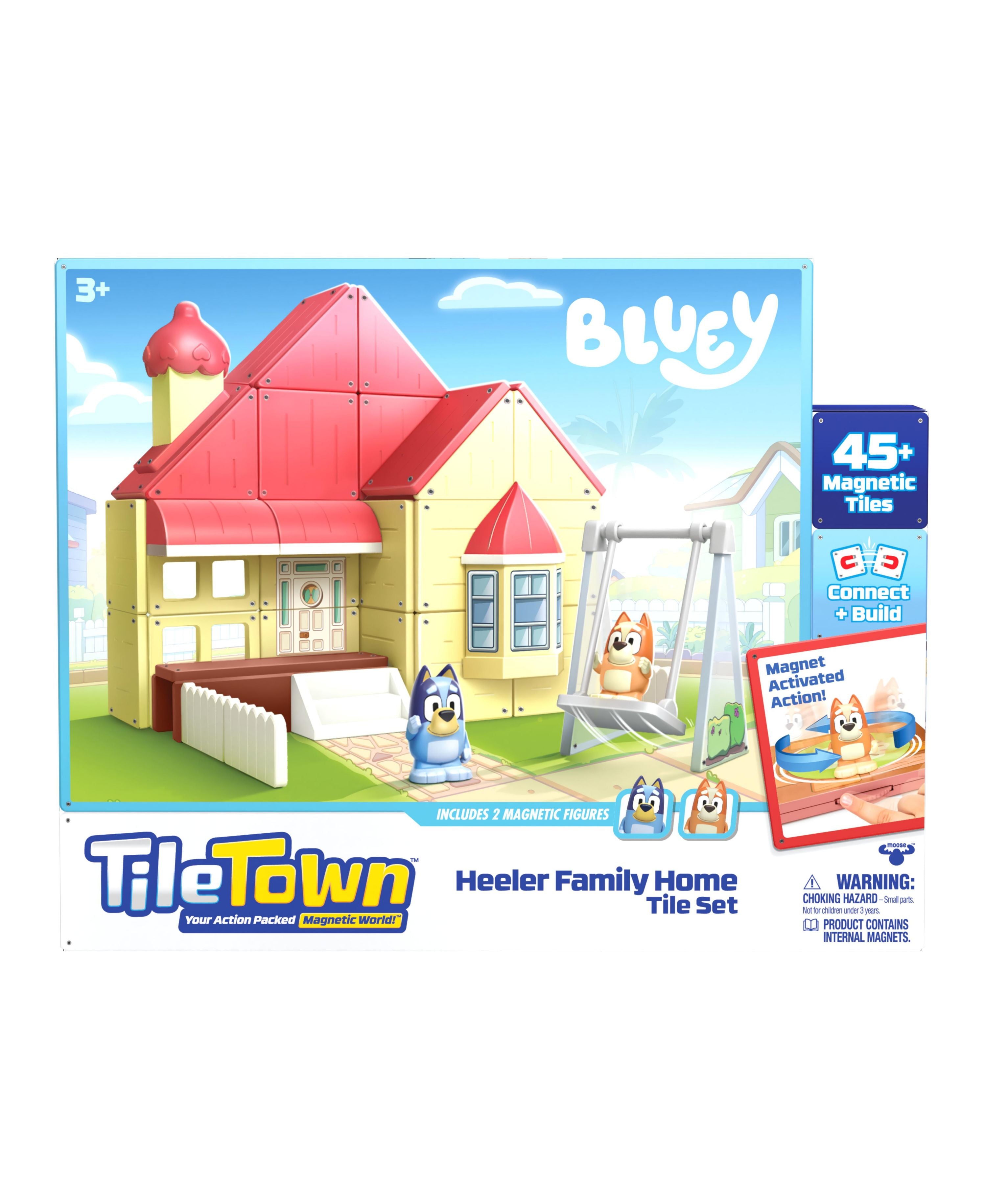 Tile Town Bluey Heeler Home Magnetic Tiles Playset, 46-Piece