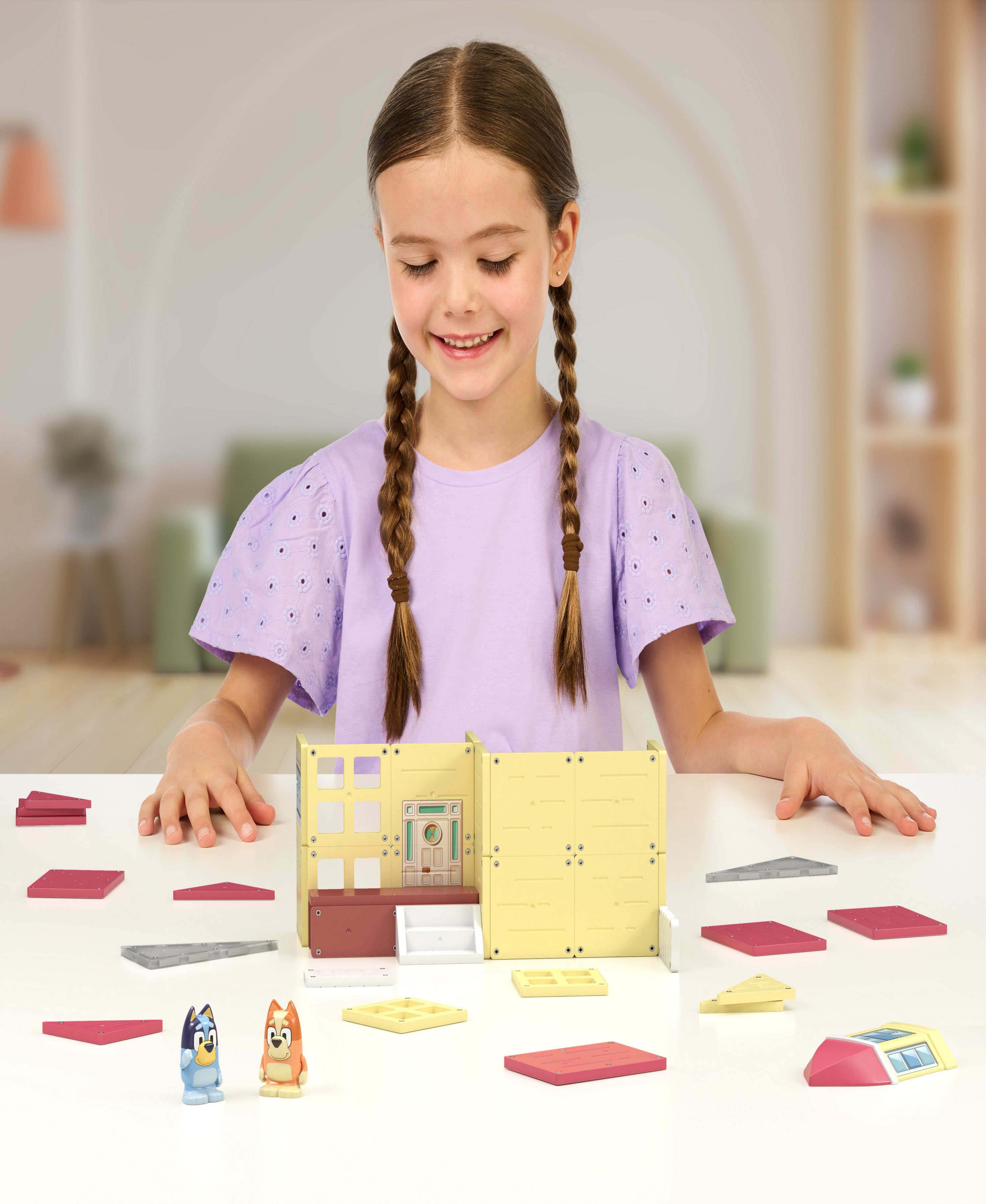 Alternative view of Tile Town Bluey Heeler Home Magnetic Tiles Playset, 46-Piece