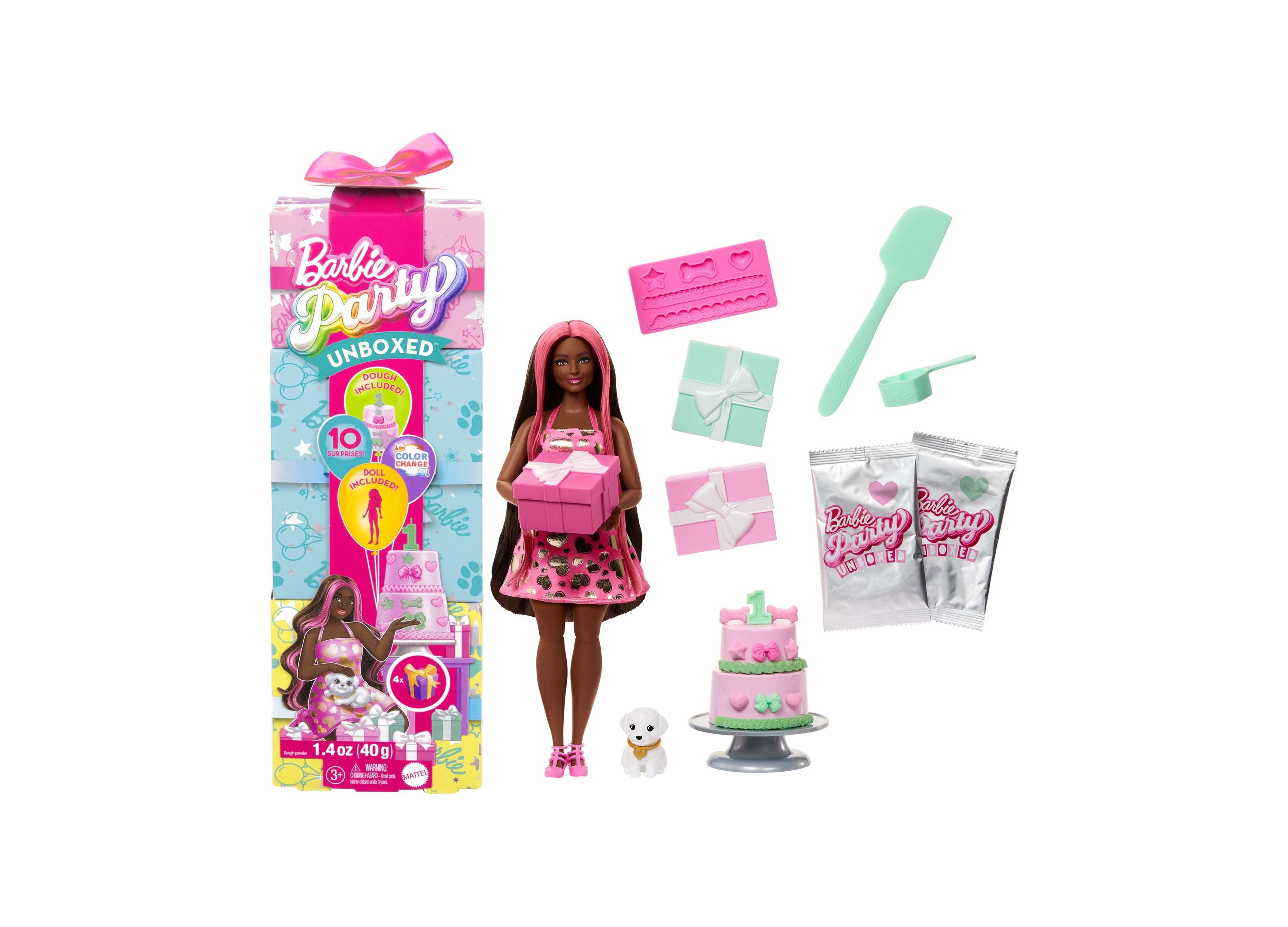 Barbie Party Unboxed Pet Birthday Series Doll & Accessories - Shimmerin' Hearts Set