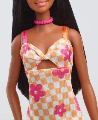 Barbie Fashionistas Doll 233 - Flower Checkered Midi Dress - Image 6