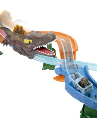 Alternative view of Hot Wheels RacerVerse Jurassic World Crash & Splash Track Set with Die-Cast Dinosaur Toy Car