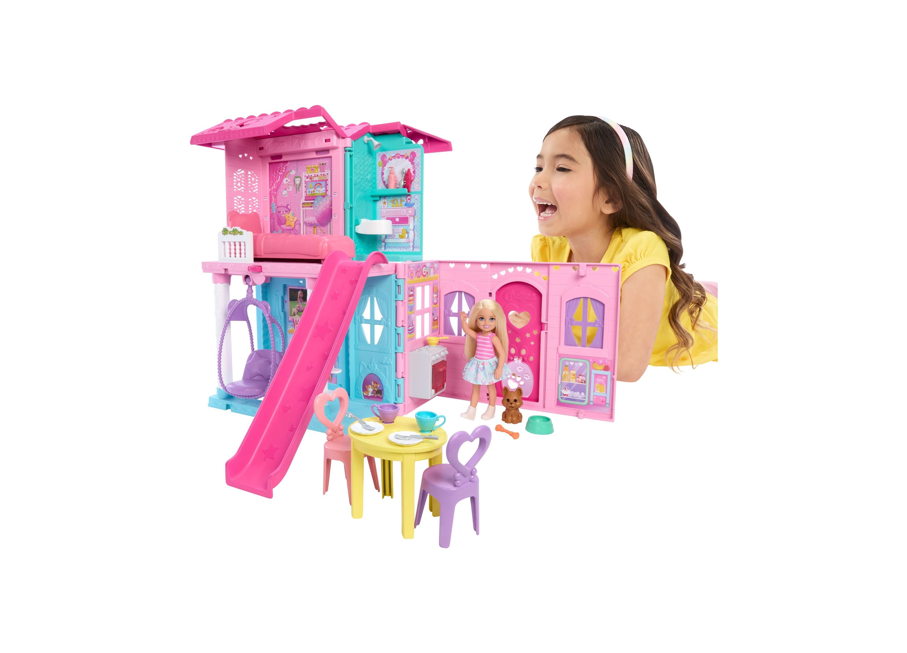 Barbie Chelsea Pop-Up Doll House with Doll and 15+ Accessories