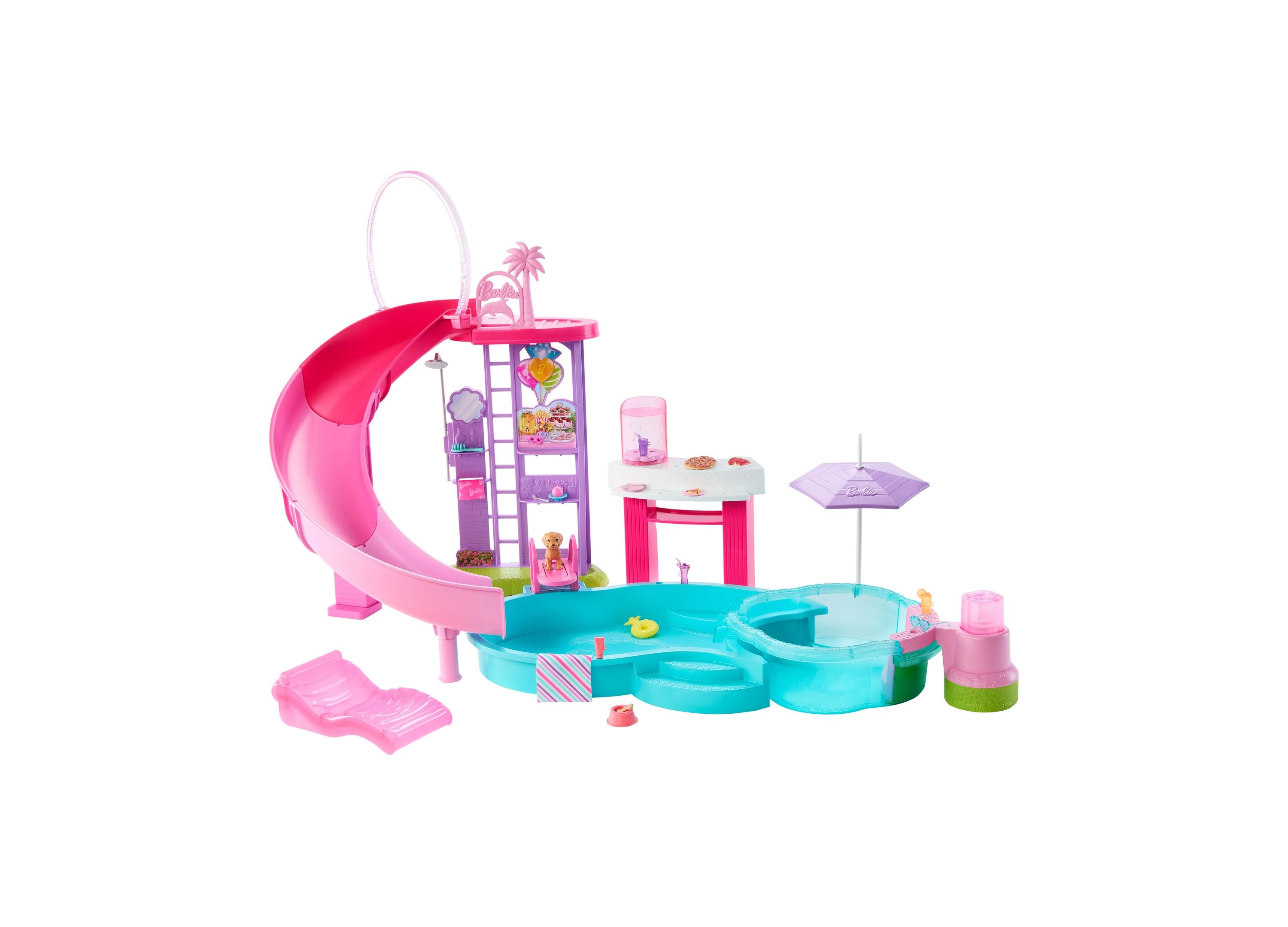 Barbie Dream Pool Playset - Slide & Bubbling Hot Tub with 20+ Accessories