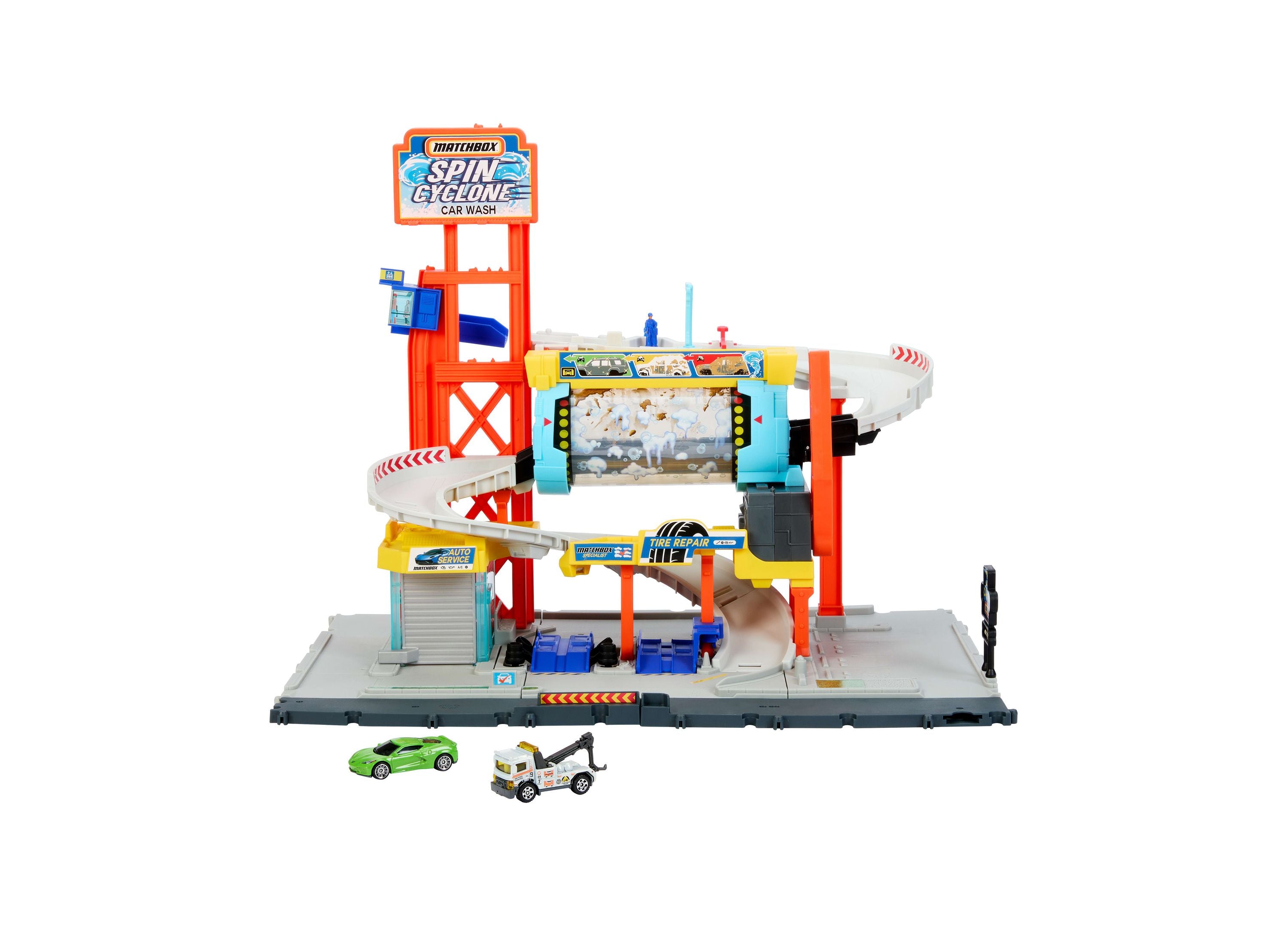 Matchbox Spin Cyclone 1:64 Scale Car Wash Playset with Toy Cars