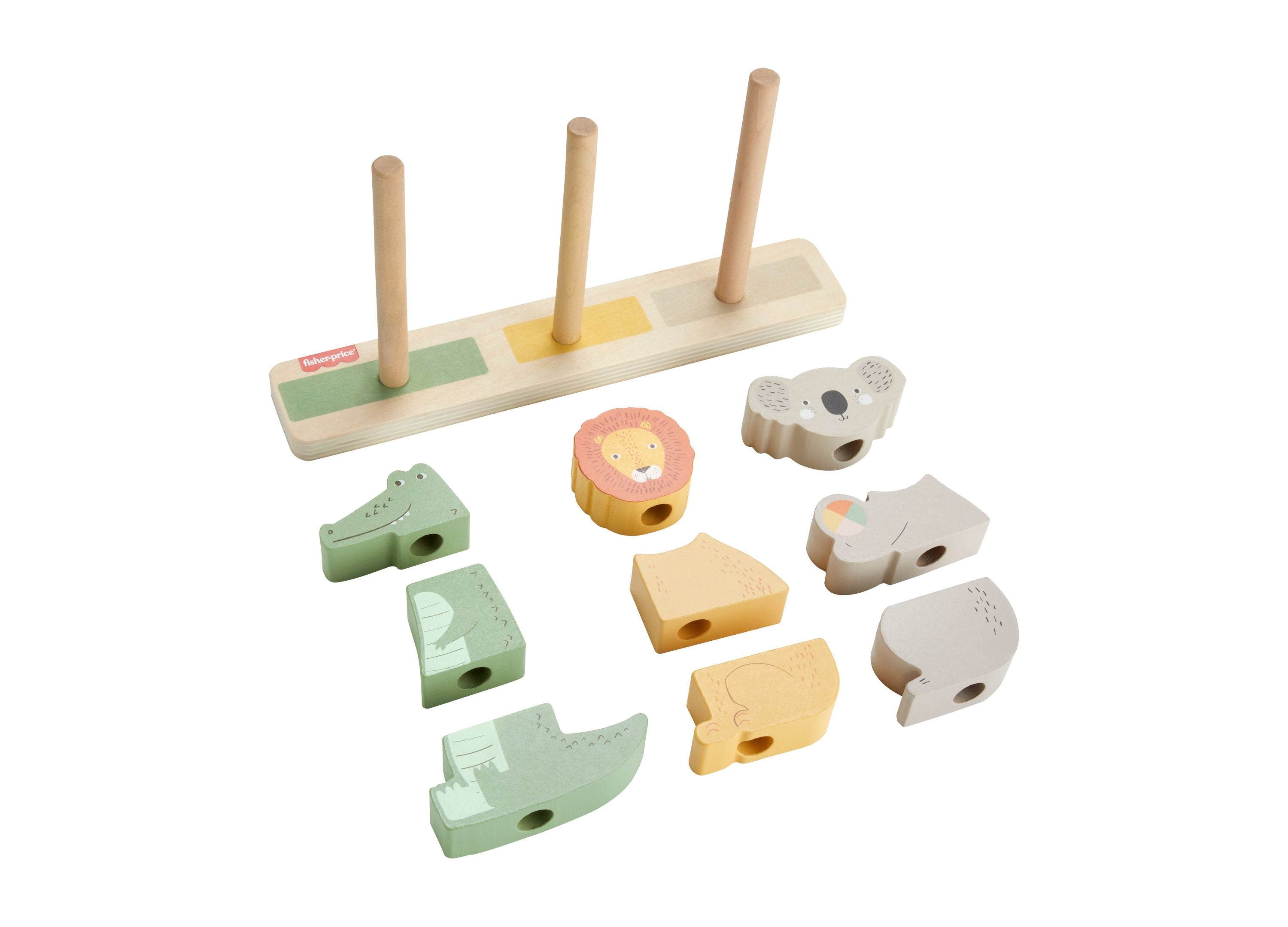 Fisher-Price Wooden Stack & Sort Animals – Eco-Friendly Toddler Toy