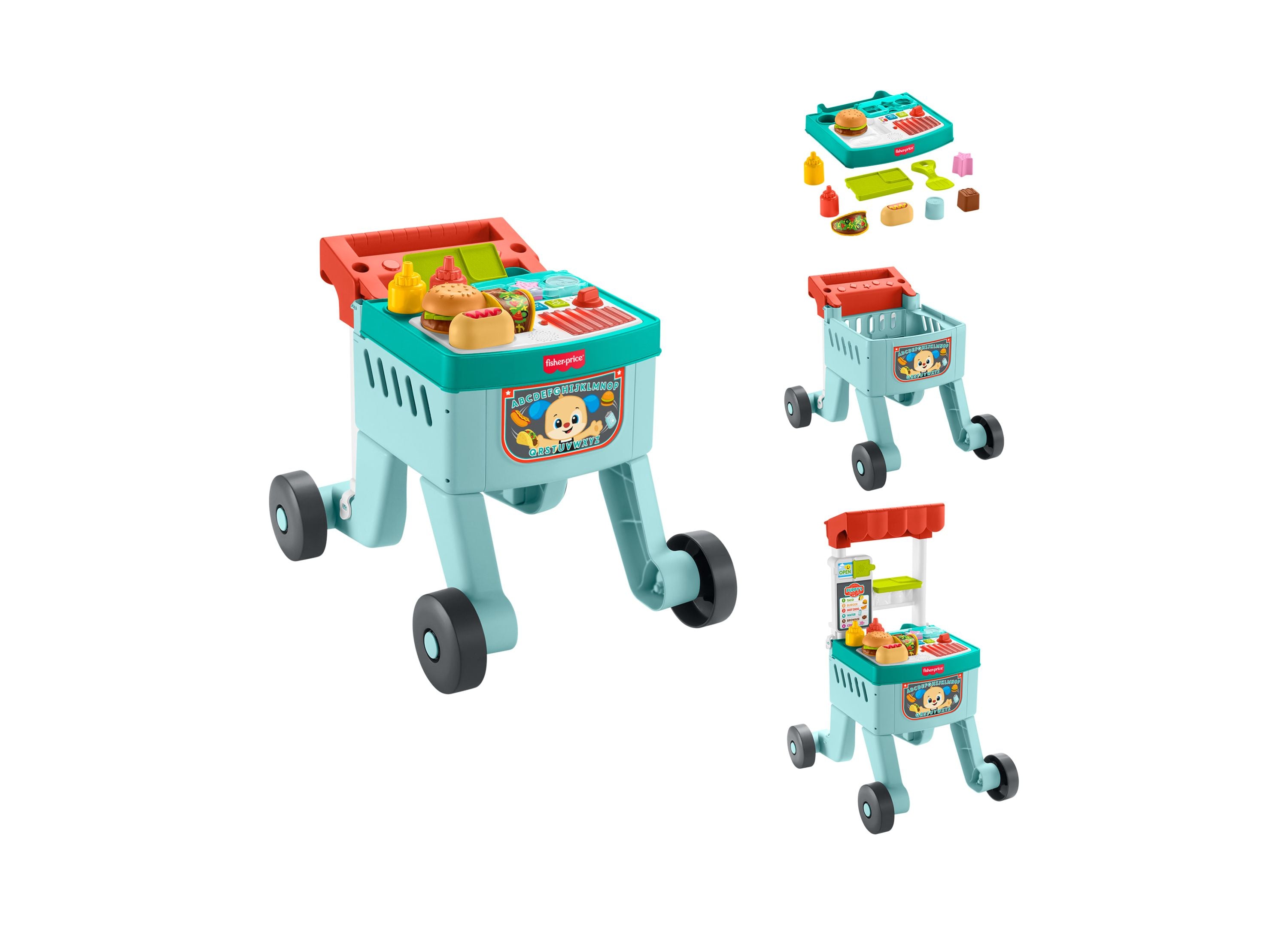 Fisher-Price Laugh and Learn 4-in-1 Snack Cart Walker with 14 Play Pieces