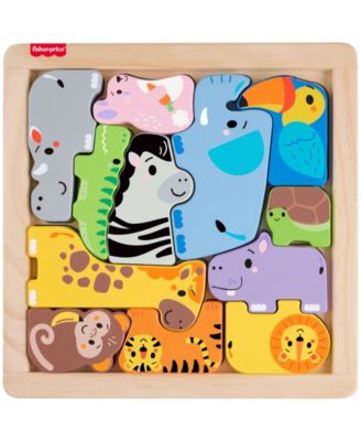 Fisher Price 13 pc Wooden Animal Shape-Sorting Puzzle - Image 3