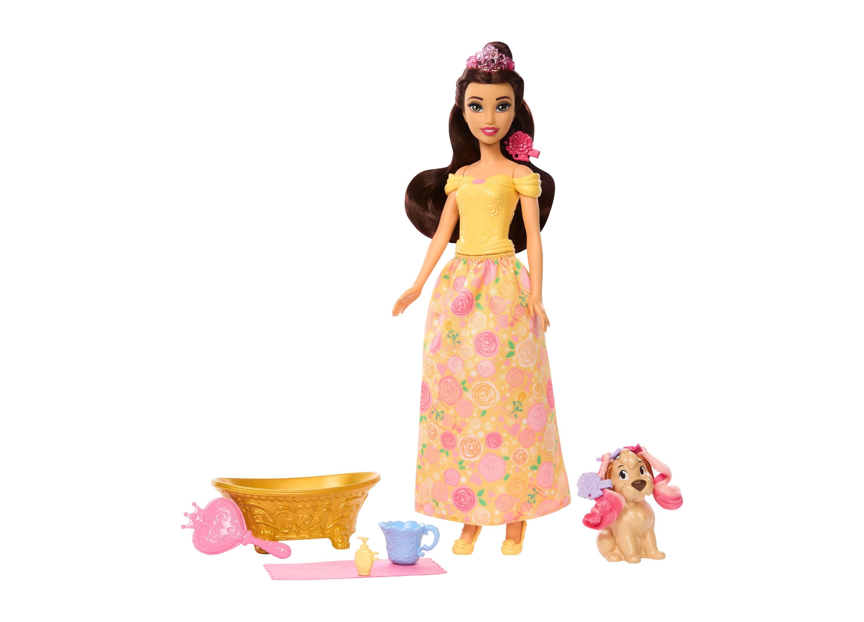Disney Princess Bath and Style Belle Fashion Doll with Dog