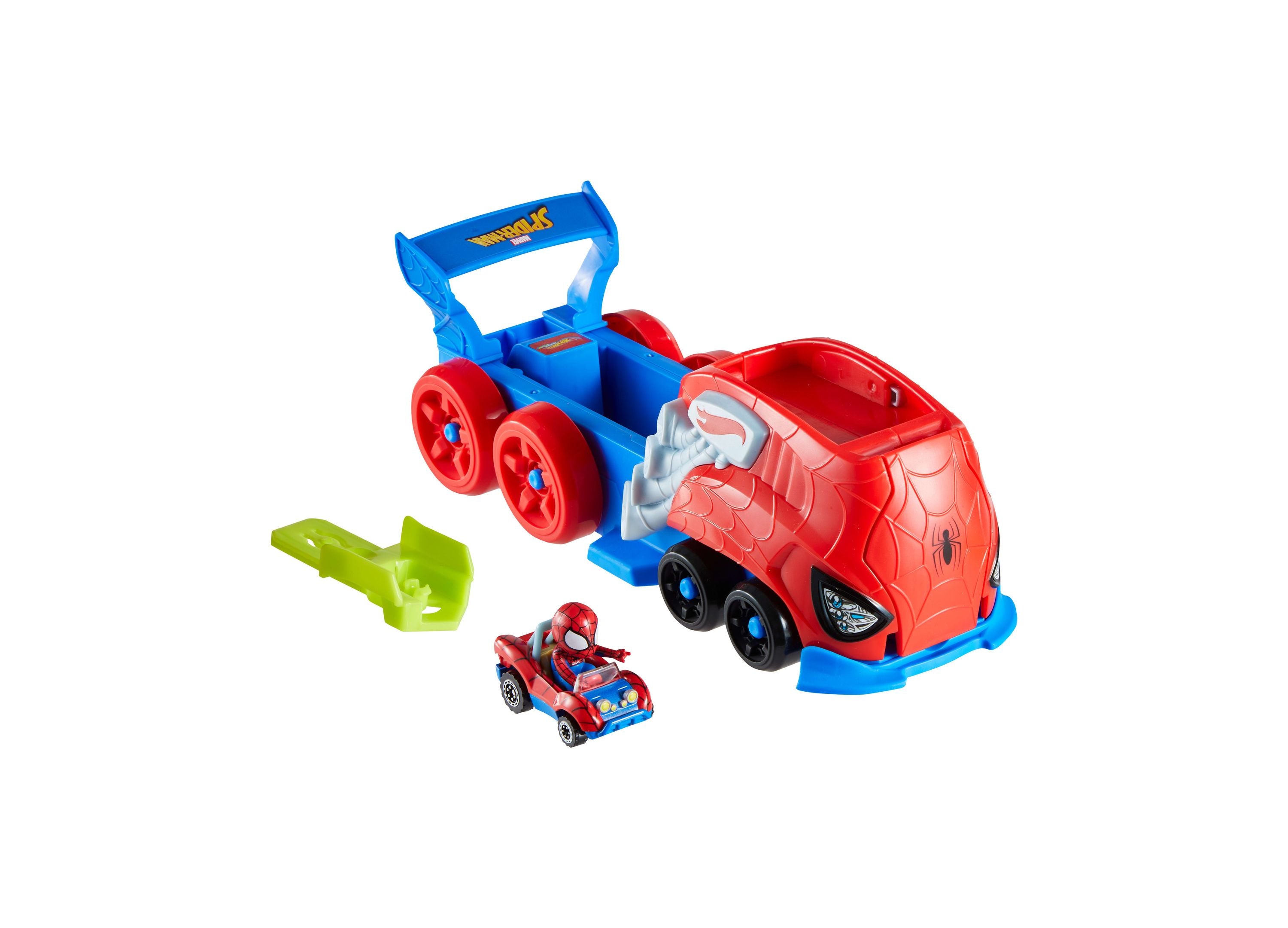 Hot Wheels RacerVerse Character Launcher with Spider-Man and Minecraft Toy Car