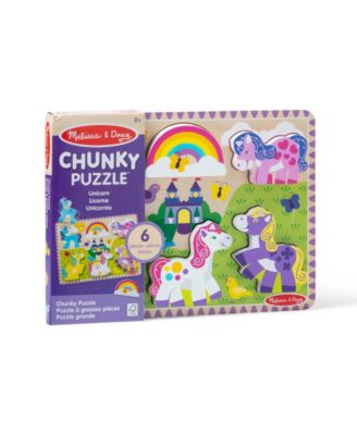 Melissa & Doug Unicorn 6pc Wooden Chunky Puzzle - Image 4