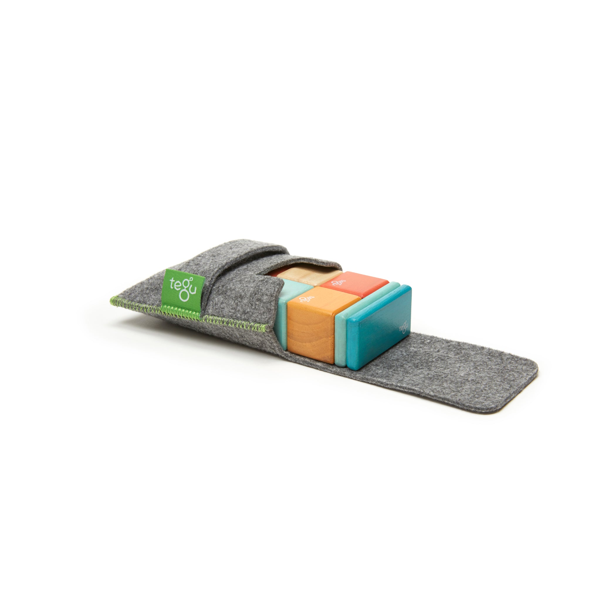 Tegu Magnetic Wooden Blocks, 8-Piece Pocket Pouch - Sunset - Image 3