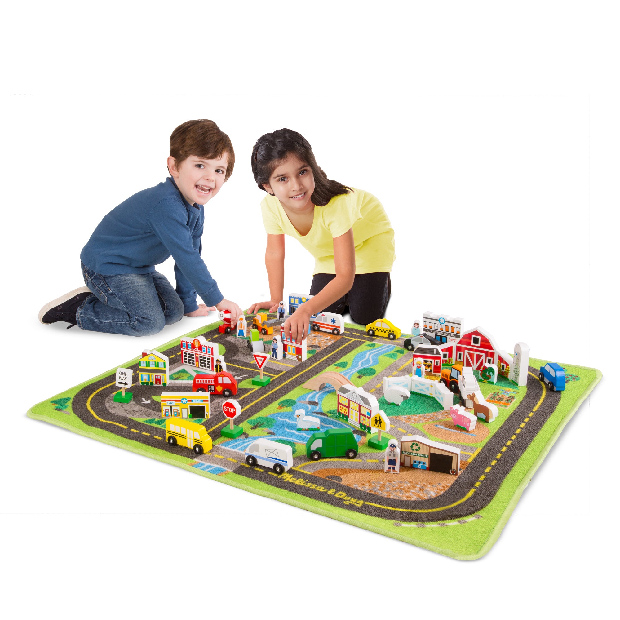 Melissa & Doug Deluxe Road Rug Play Set with Wooden Accessories - Image 2