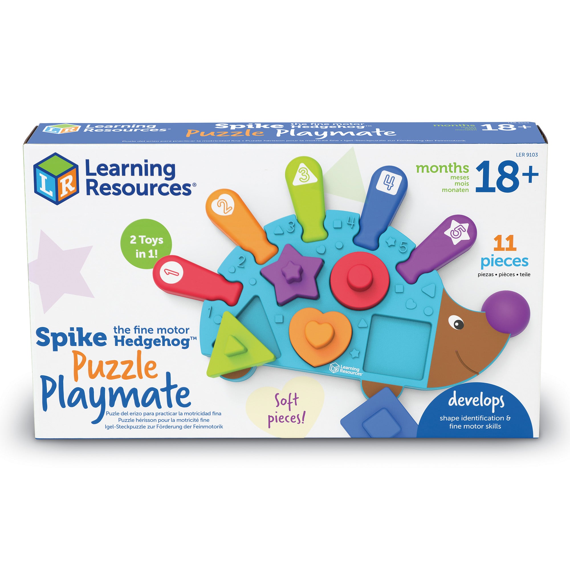 Learning Resources Spike the Fine Motor Hedgehog - Shape Sorter and Puzzle - Image 2
