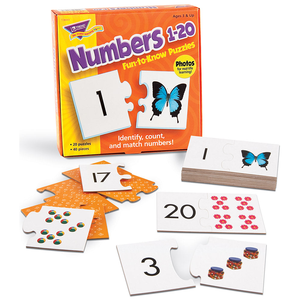 Alternative view of Trend Enterprises Counting Fun 20 Two-Sided Number Puzzles - 40 pc