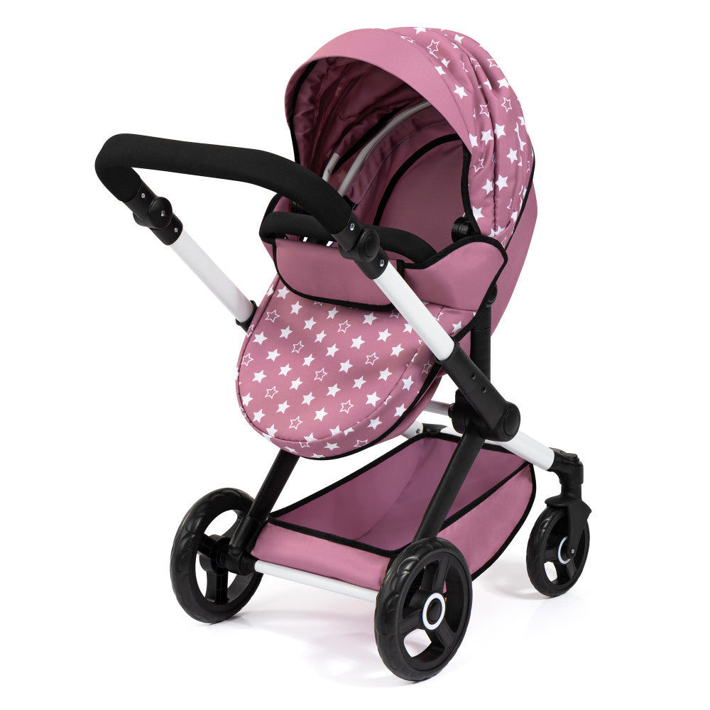 Bayer Design Xeo Pram Playset for Dolls - Pink, White, Stars - Image 3