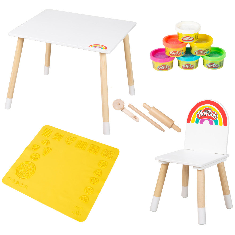 Play-Doh Creative Seating Group - Wooden Crafting Table & Chair Set