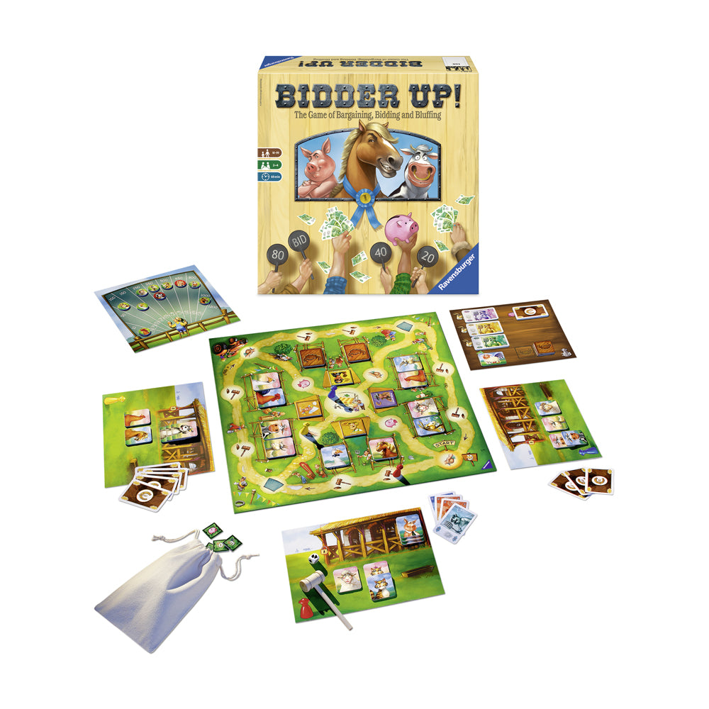 Alternative view of Bidder Up! Dual-Level Strategy Auction Board Game by Ravensburger