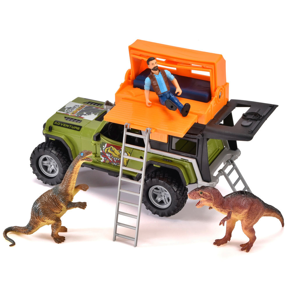 Dickie Toys Jeep Dino Camper Set - Dinosaur Transport Adventure, Green & Orange, Ages 3+ - Image 4