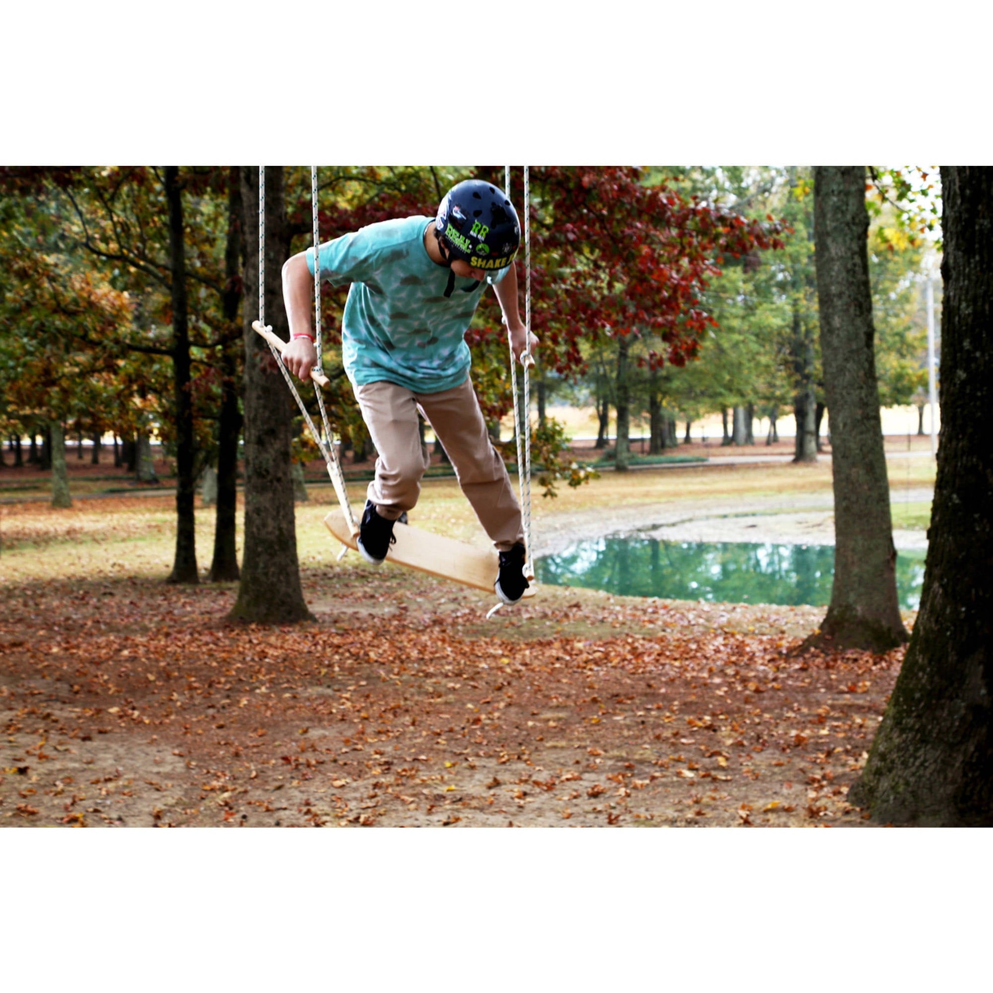 Alternative view of Adventure Parks Air Surfer Shark Bite Wooden Swing with Adjustable Handles