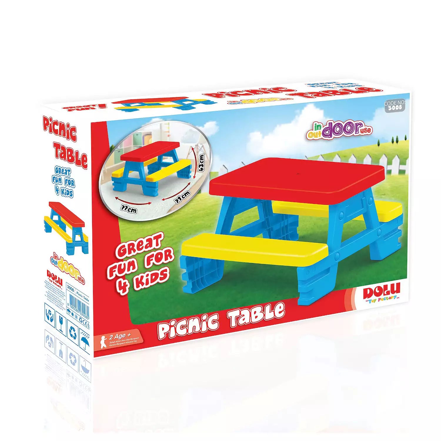 Alternative view of Dolu Colorful Kids' Picnic Table Set for 4 - Multi-Color