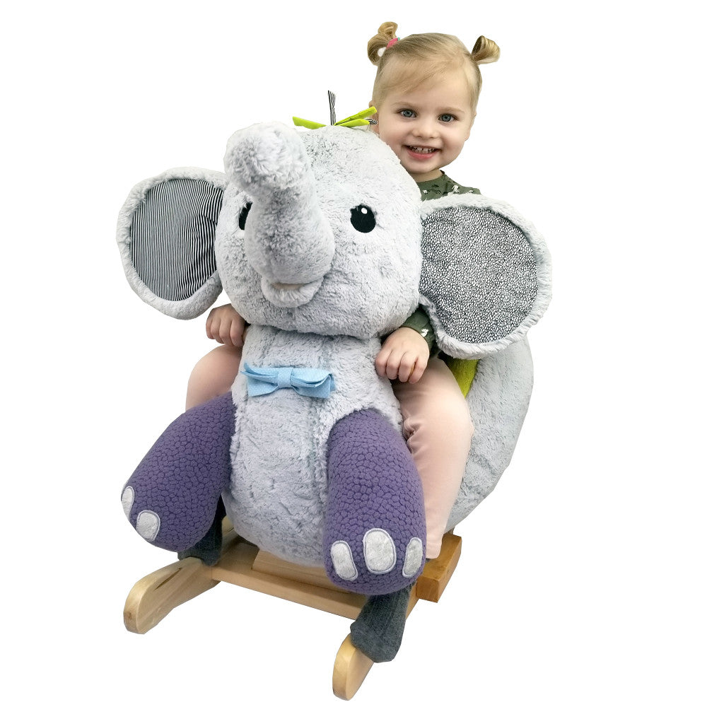 Gerardo's Toys Little Rockers: Plush Elephant Wooden Rocker