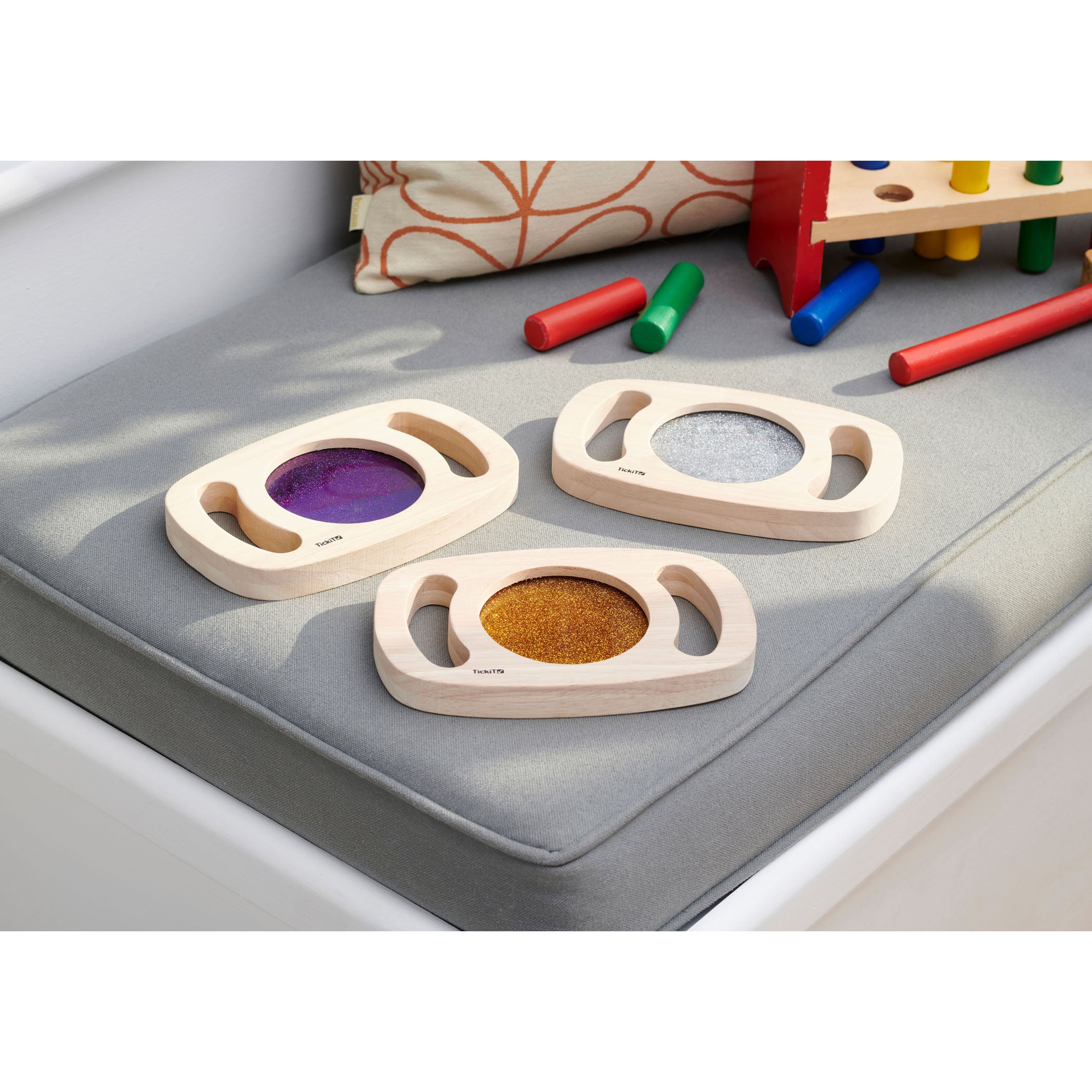 Alternative view of TickiT Easy Hold Glitter Panels - Sensory Set of 3 - Silver, Gold, Purple