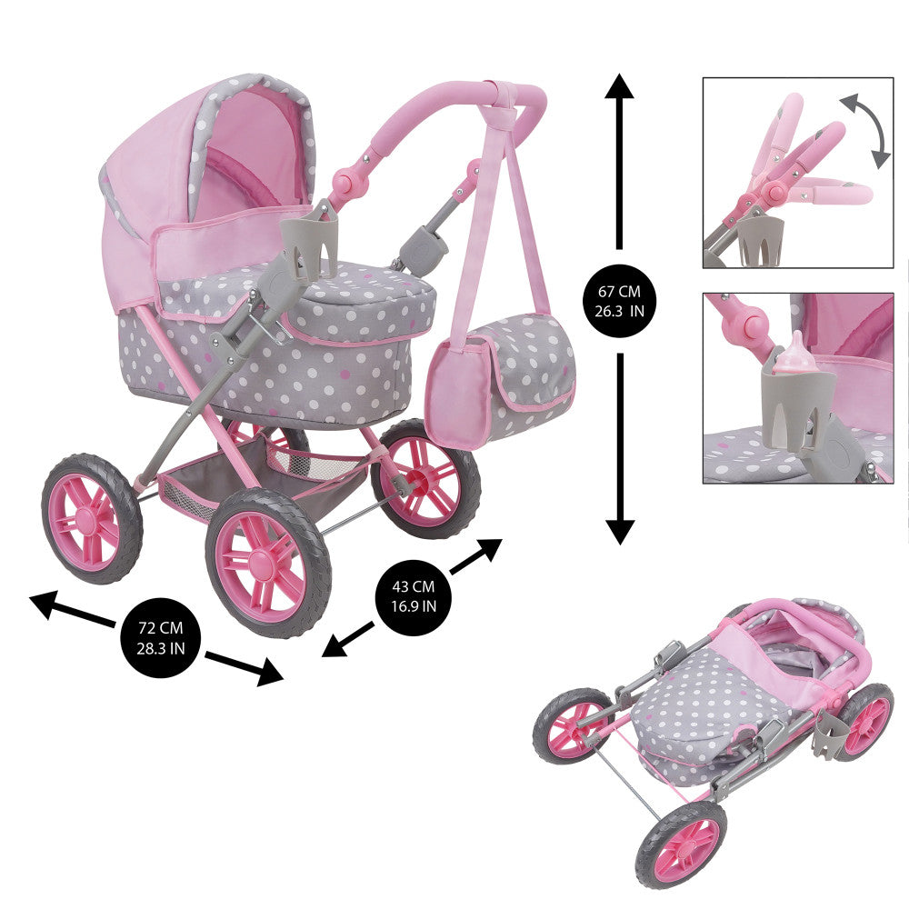 Alternative view of 509 Crew Amanda Doll Pram in Cotton Candy Pink with Polka Dots