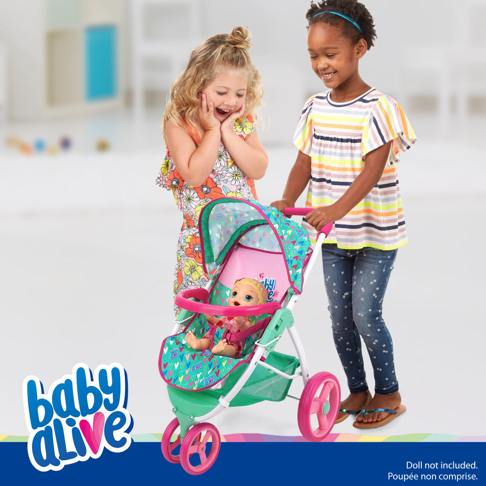 Alternative view of Baby Alive Heart-Themed Doll Jogging Stroller - Pink and Green Playset