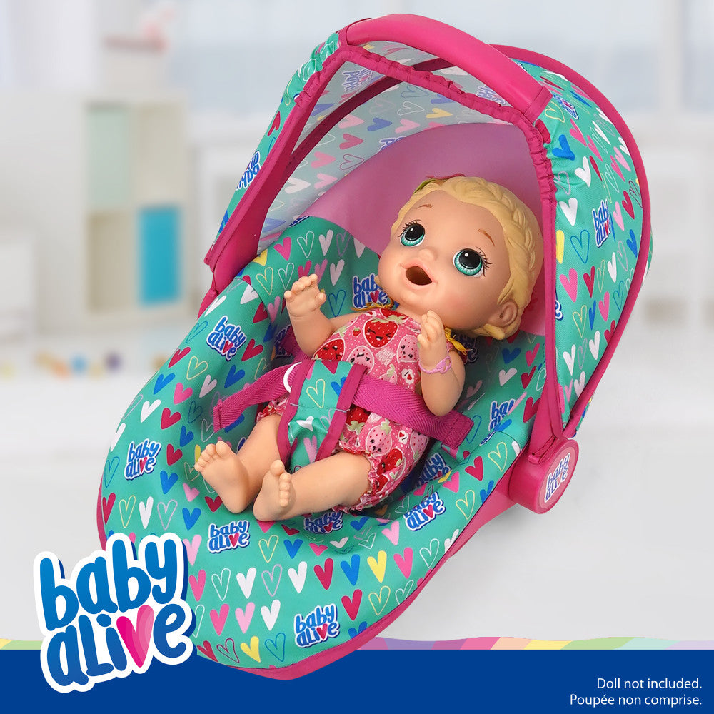Baby Alive Deluxe Doll Car Seat - Multi-Function, Pink & Green Hearts - Image 3