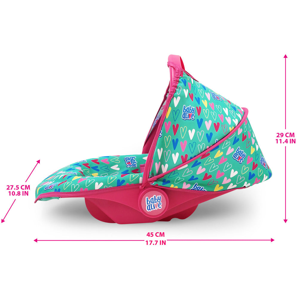 Baby Alive Deluxe Doll Car Seat - Multi-Function, Pink & Green Hearts - Image 4