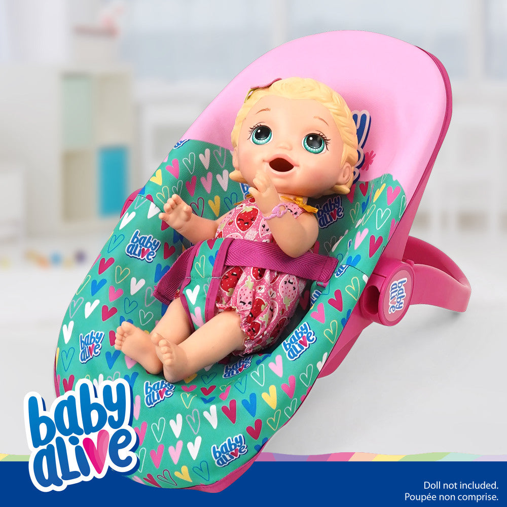 Baby Alive Deluxe Doll Car Seat - Multi-Function, Pink & Green Hearts - Image 5