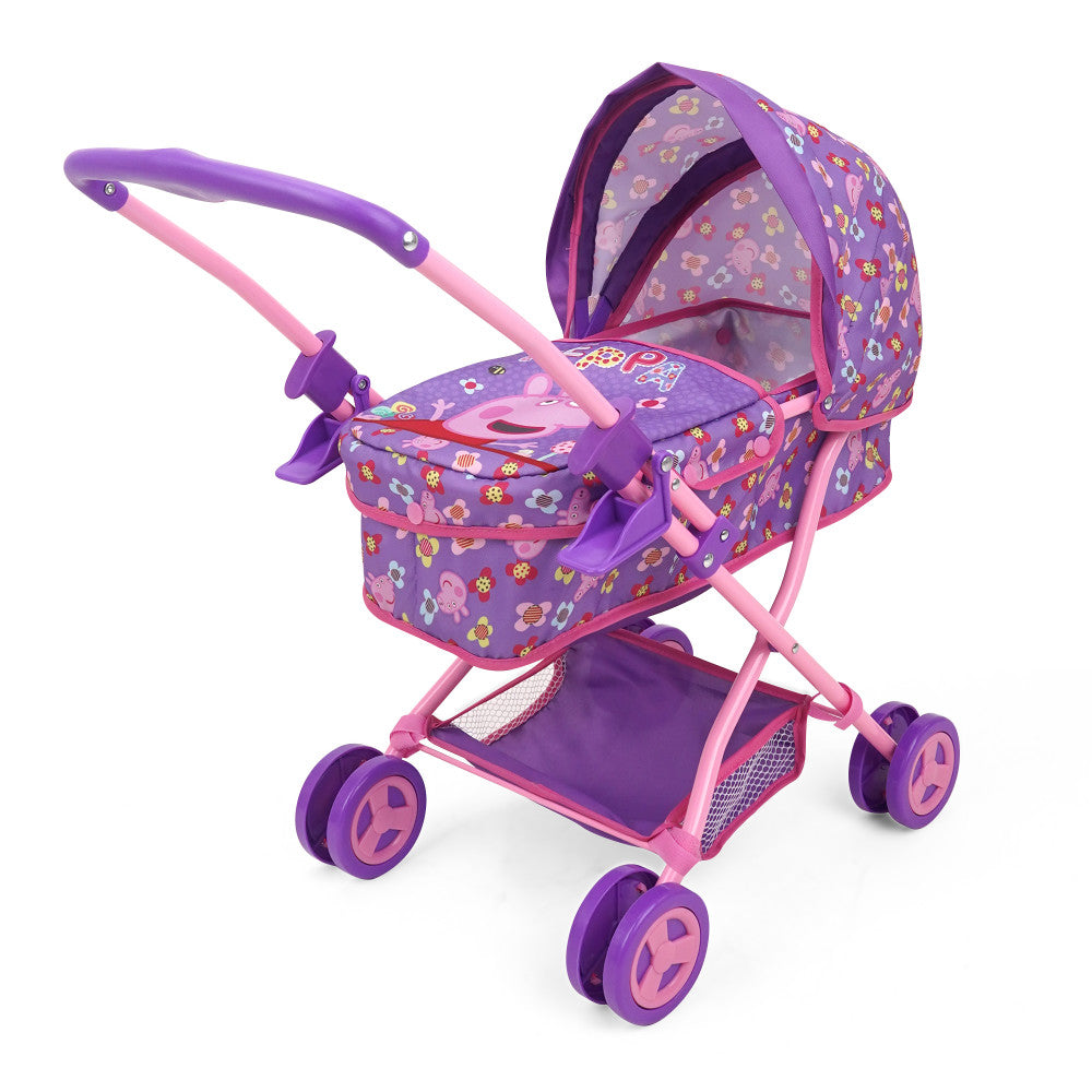 Peppa Pig Floral Fantasy Doll Pram with Retractable Canopy - Purple, Pink