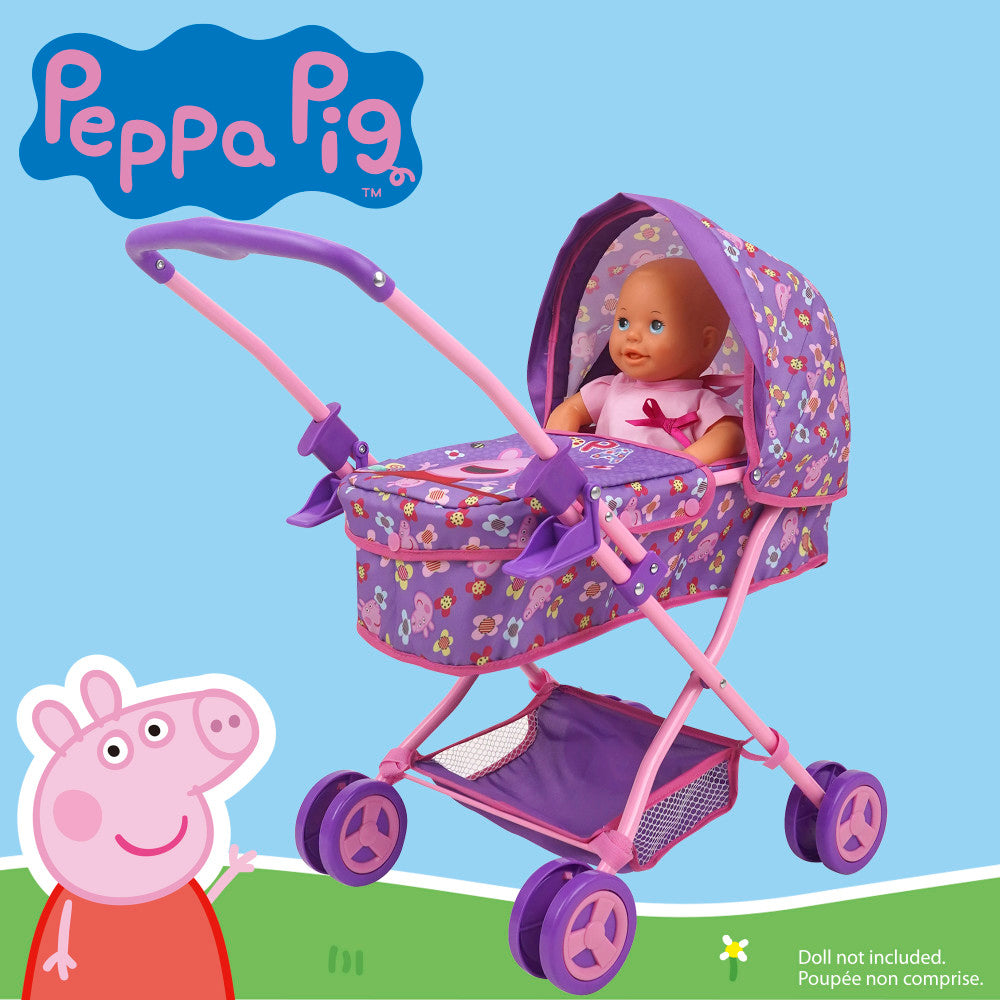 Alternative view of Peppa Pig Floral Fantasy Doll Pram with Retractable Canopy - Purple, Pink