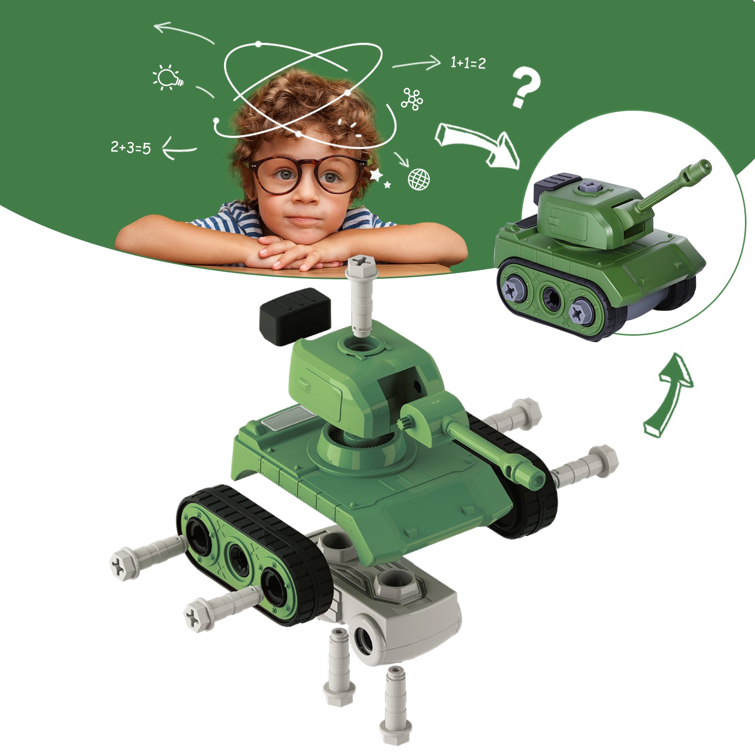 Alternative view of IPLAY ILEARN Take-A-Part Army Jeep Kid Toy Military Set