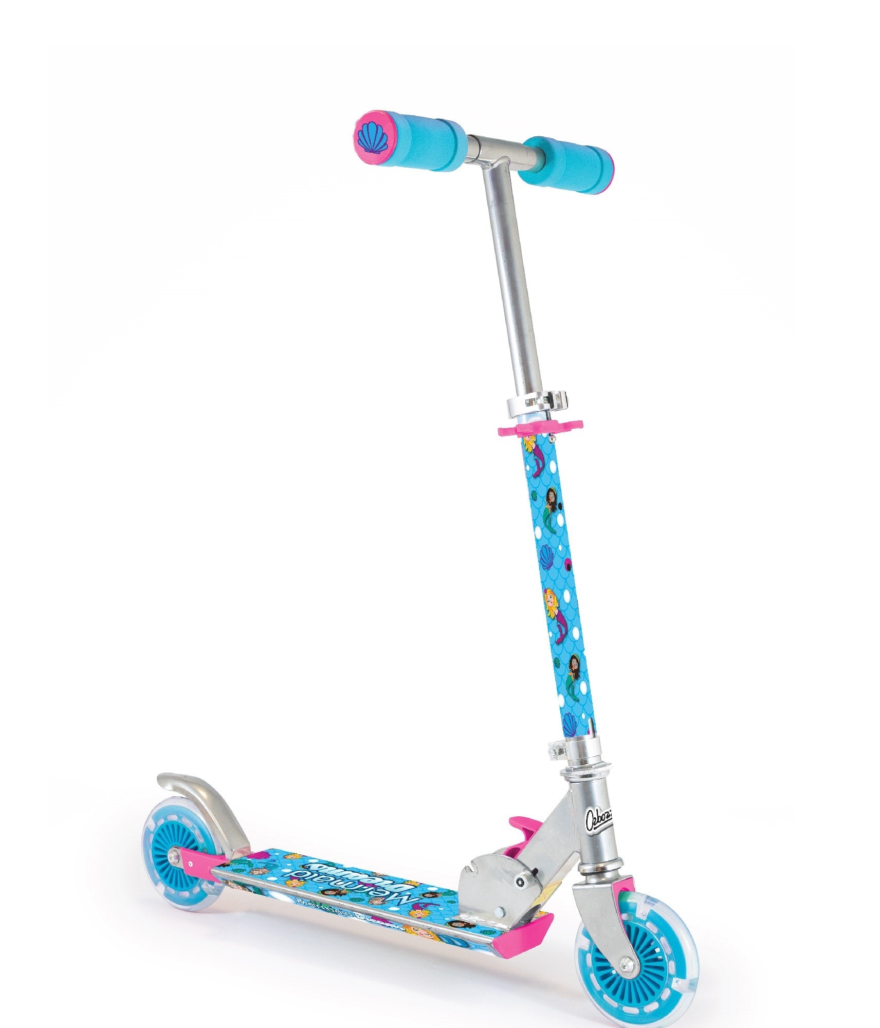 Ozbozz Mermaid Foldable Scooter with Light-Up Wheels - Perfect for Kids Age 5+
