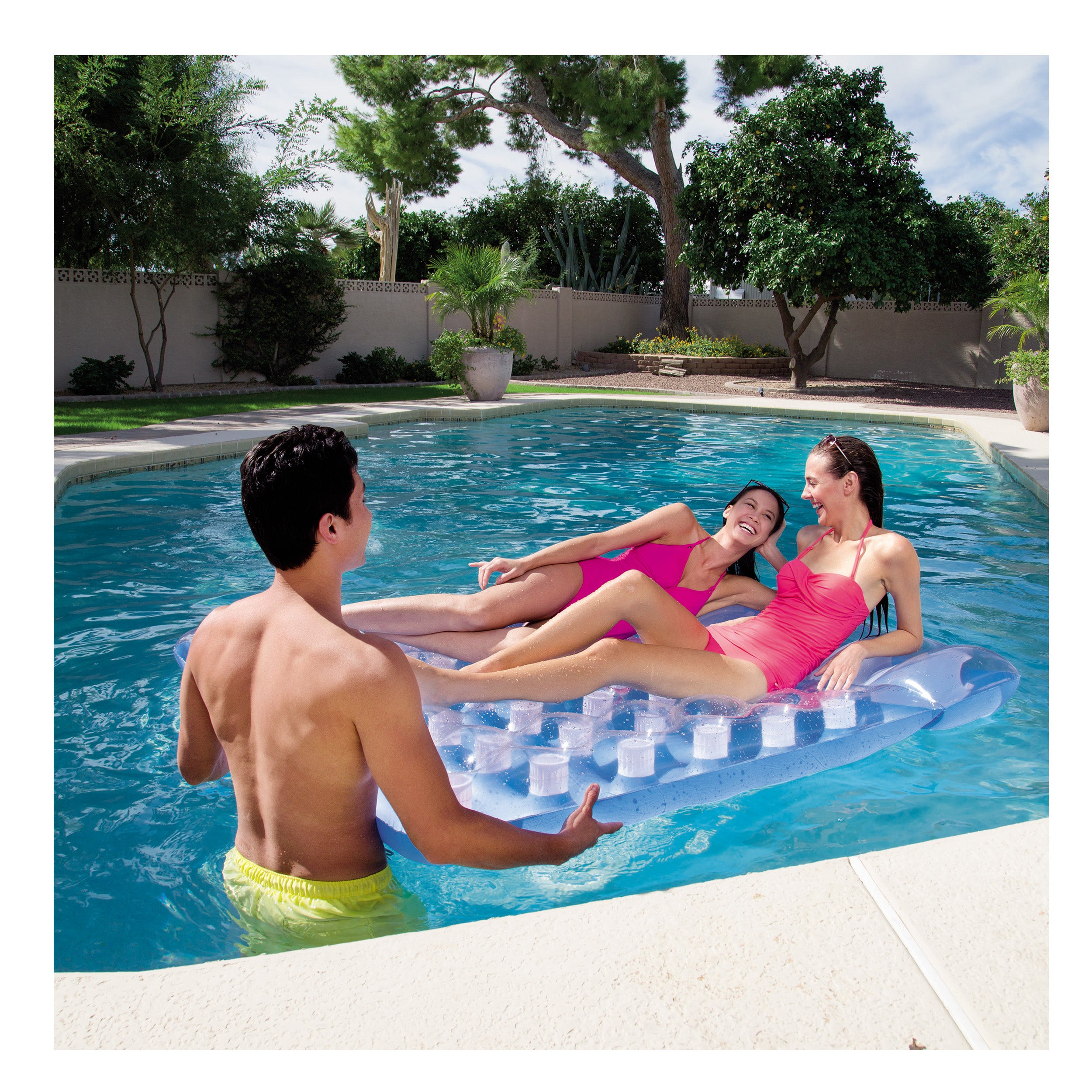 Alternative view of Bestway Double-Sized Inflatable Floating Beach Bed, Blue/White