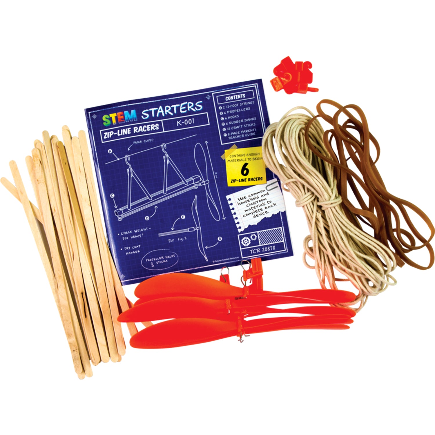 Alternative view of Teacher Created Resources Zip-Line Racer STEM Starter Kit - Educational Science Toy