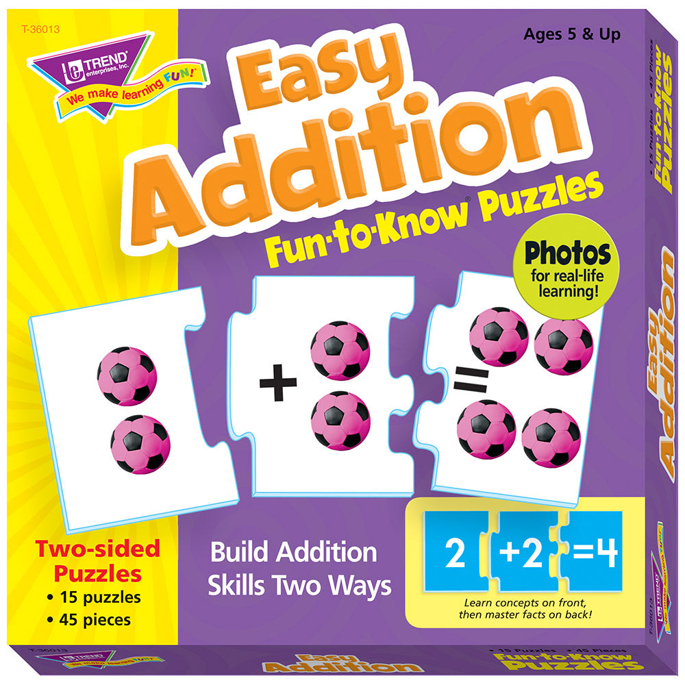 Trend Enterprises Easy Addition Puzzle Set - 15 pc