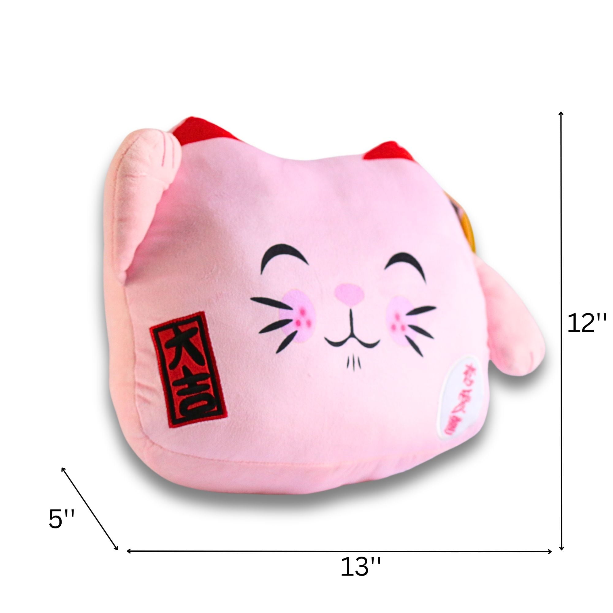 Alternative view of Maneki Neko Velboa Cushion – Pink Closed-Eye Kitty Delight