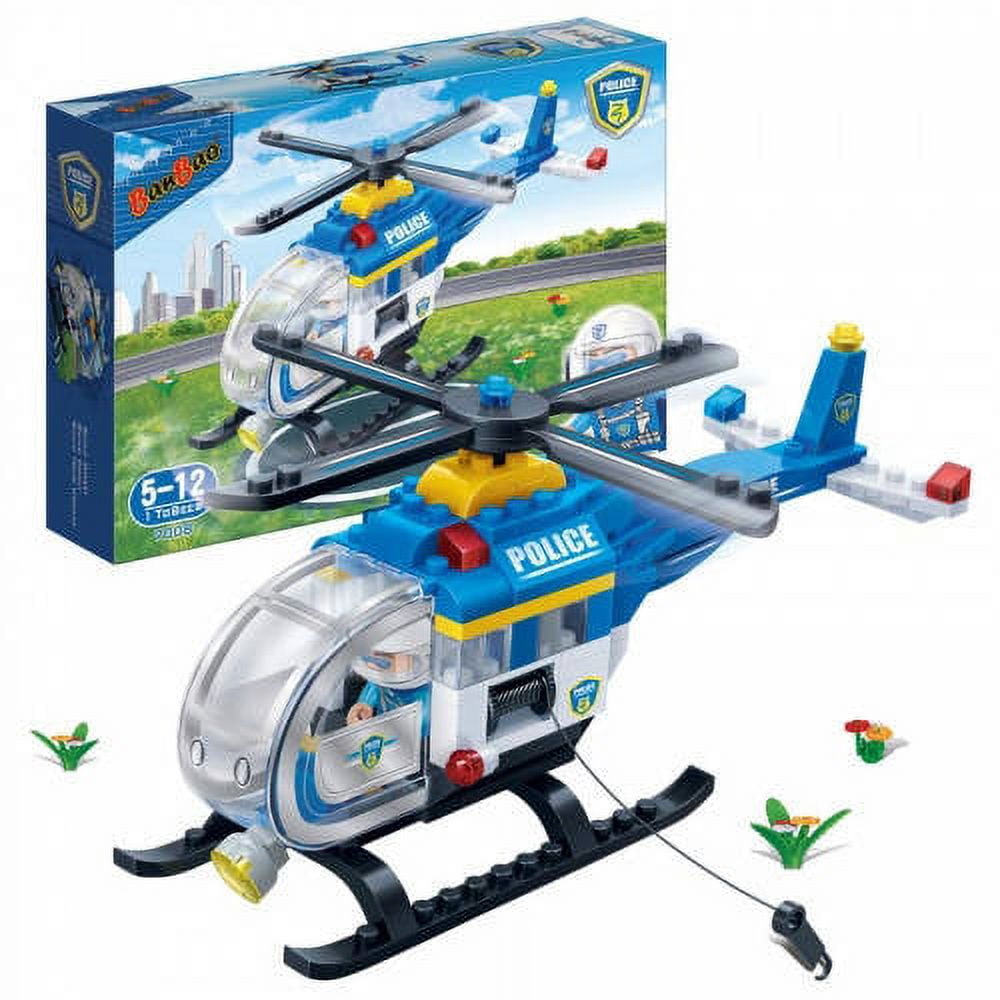 Alternative view of BanBao Police Chopper Building Toy for Kids - STEM Helicopter Kit, 122 Pieces