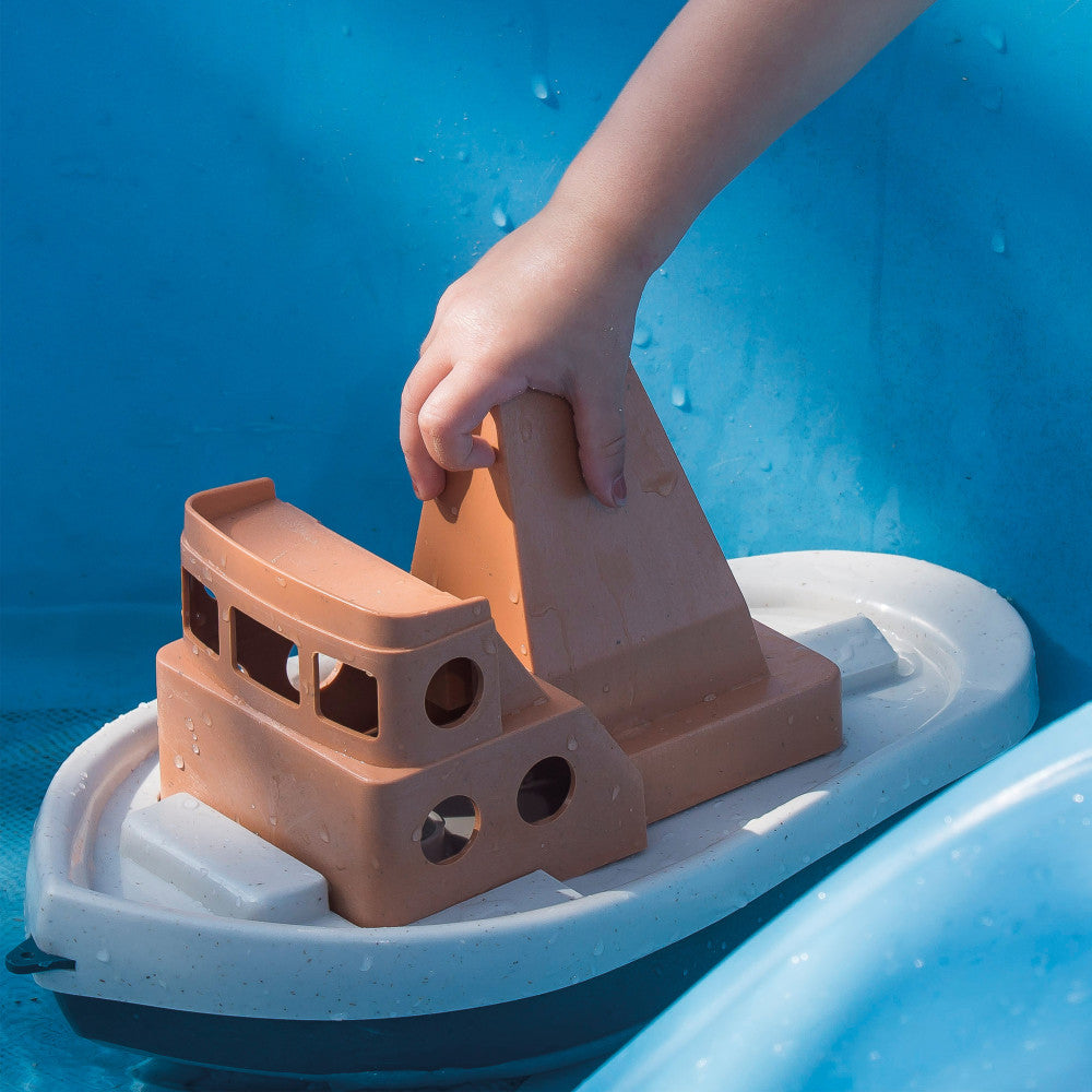 Alternative view of Dantoy BIO Tuff Tuff Boat - Eco-Friendly Toy Tug Boat in Peach & Blue