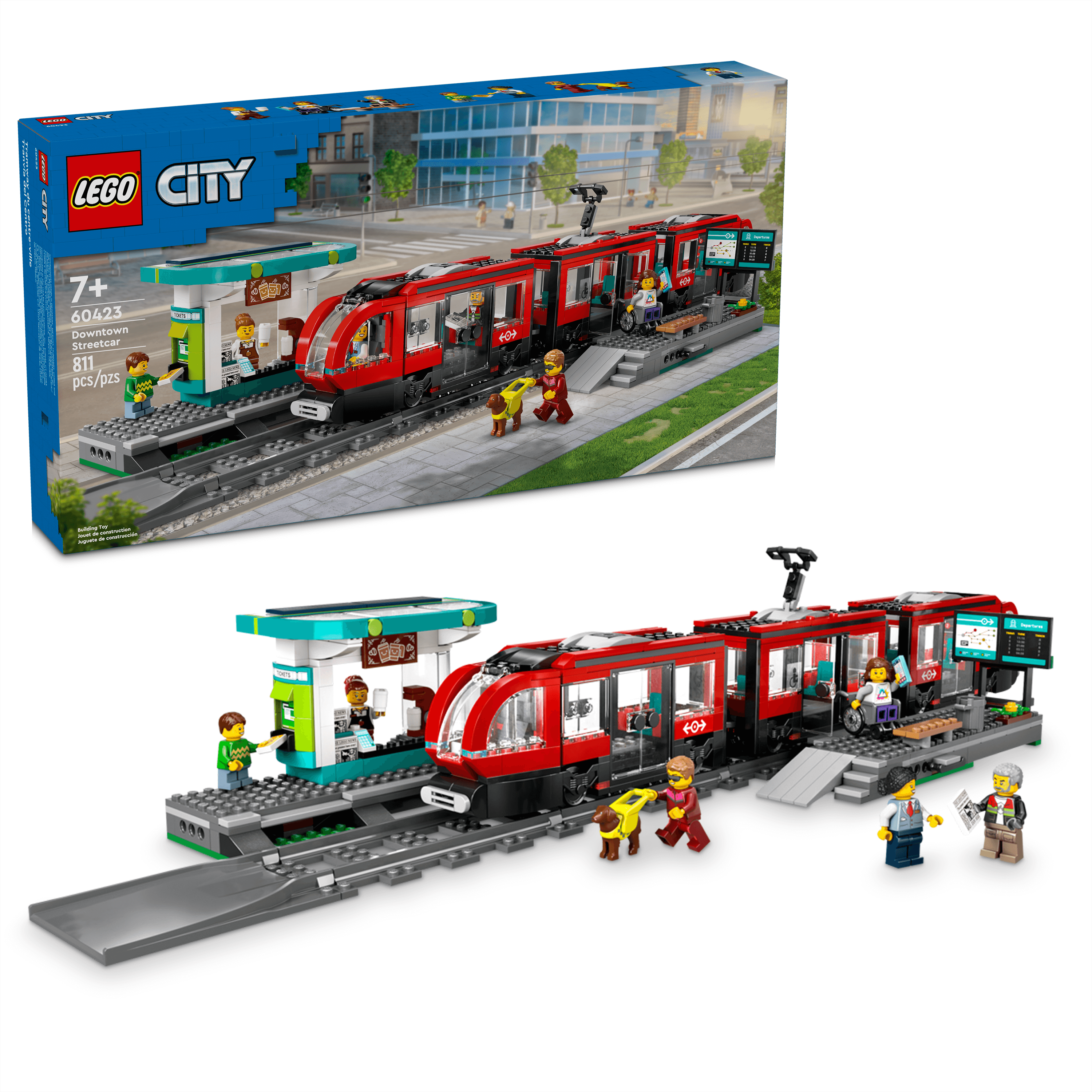 LEGO City 811-Piece Downtown Streetcar and Station Toy Set 60423
