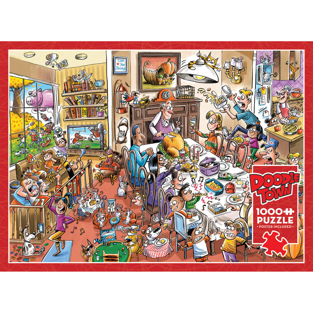 Cobble Hill DoodleTown: Thanksgiving Togetherness 1000 pc Puzzle - Image 4