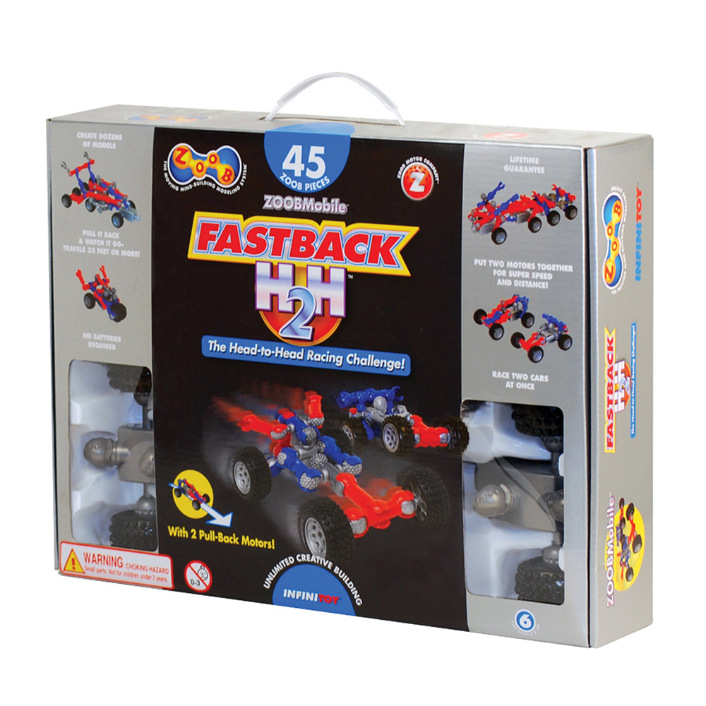 Zoobmobile Fastback H2H Racing Car Set With Dual Pull-Back Motors