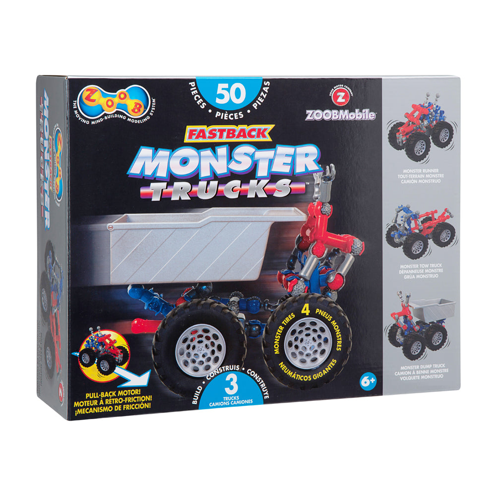 Zoobmobile Fastback Monster Trucks Building Set With Pull-Back Motor