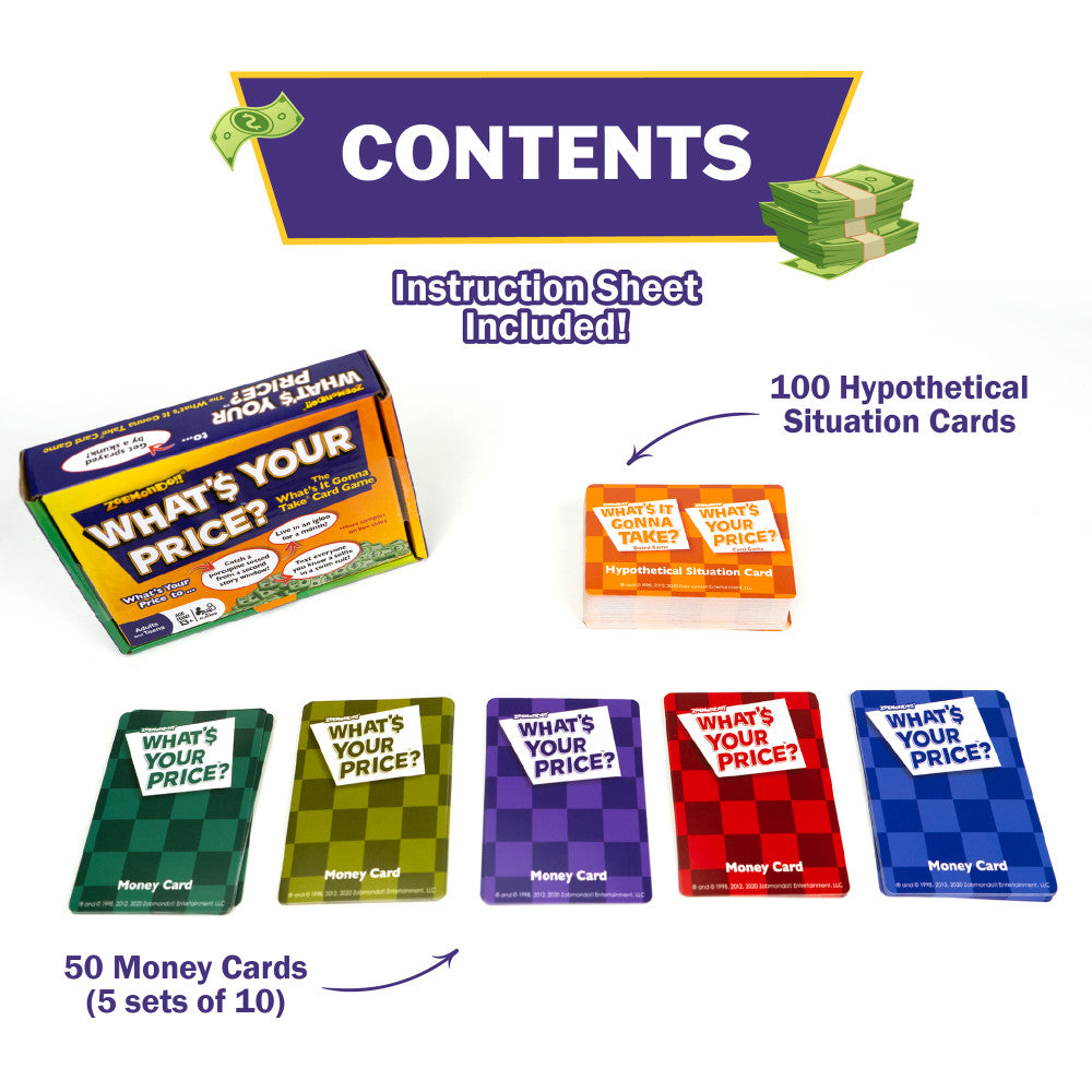 Alternative view of What's Your Price Hilarious Scenario Card Game