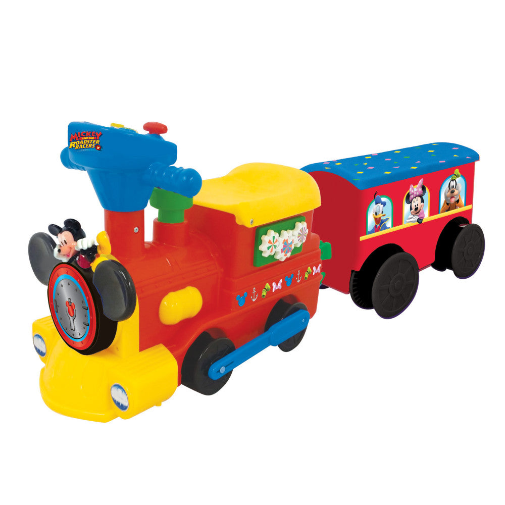 Kiddieland Disney Mickey Mouse 2-in-1 Battery-Powered Ride-On Train with Caboose