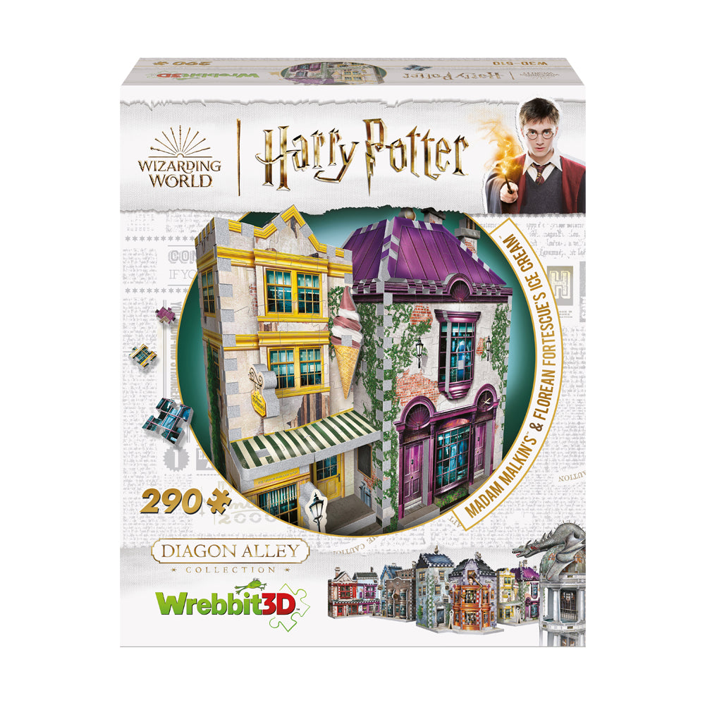 Alternative view of Wrebbit Harry Potter Diagon Alley Collection - Madam Malkin's & Florean Fortescue's Ice Cream 3D Puzzle, 290 Pieces