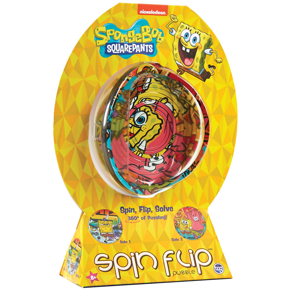 SpongeBob Spin Flip Puzzle - Double-Sided 12-Ring Brain Teaser
